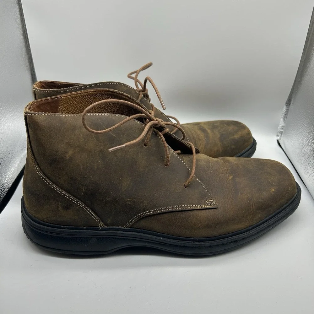 Dr. Comfort Ruk Chukka Boots Men's Size 11.5 W Brown Leather Lace Up Square Toe